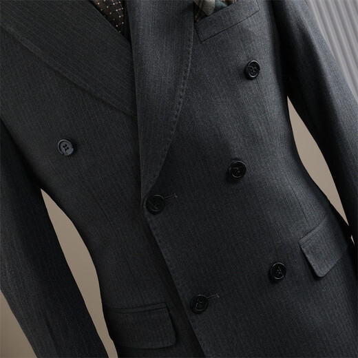 DK high-end men's striped suit suit men's business formal wear groom's best man's wedding wear engagement dress suit jacket blue stripe (suit + trousers) 7XL /64 (205-230Jin Jin equals 0.5 kg)