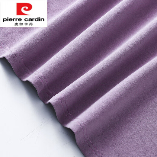 皮尔卡丹（pierre cardin）香芋紫色纯i棉短袖t恤女宽松正肩洋气全棉体恤2025夏季新款上衣潮 6172烟熏紫 短袖 M (建议80-105斤)