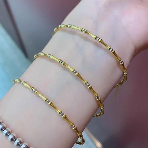 Chuansen 18k gold bamboo bracelet pure 18k gold memory elastic bracelet adjustable step by step sliding