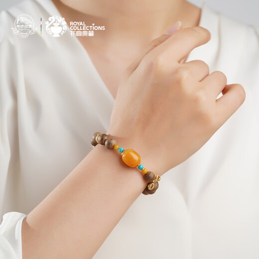 Potala Palace Agarwood Beeswax Green Pine Bracelet 925 Silver Wooden Toy Transfer Bead Bracelet Men's and Women's Birthday Gift for Boyfriend