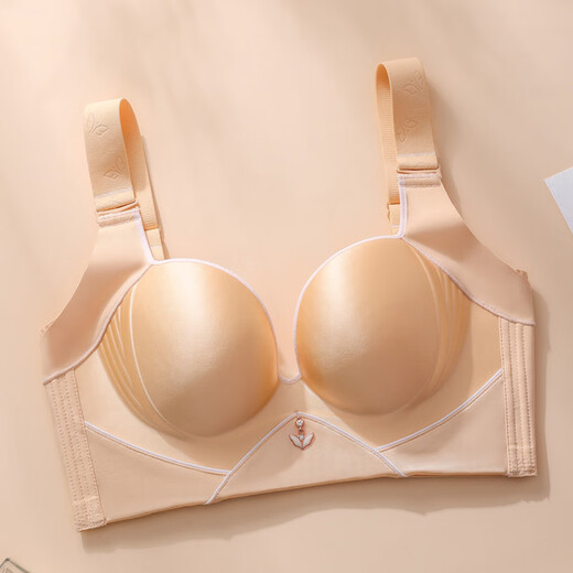 Modal Summer Wireless Thin High Side Ratio Adjustable Beautiful Back Large Size Underwear Women's Top-Up Anti-Sagging Breast Reduction Bra Bean Green 34/75CDE