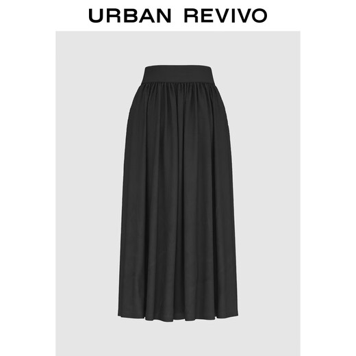 UR2025 new winter women's clothing simple casual solid color super loose high waist A-line skirt UWB550004 black M (M-L)