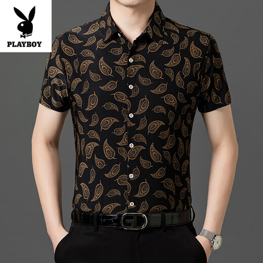 Playboy (Playboy) 2025 Torse imprimée Mente à manches courtes pour hommes Mente à manches décontractées mince-manche