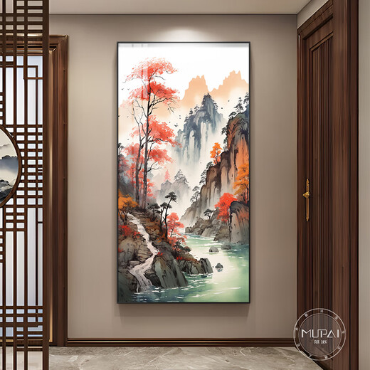 Huilide Sun Dongsheng Paysage peinture Nouveau style de style chinois Décoration Décoration Peinture de porte opposée Paysage du paysage mural Corridor suspendu peintures Rising Sun Dongsheng A Style 50 * 100 LED Light Painting (Intelligent Direct Insert + Remote Control) 3523