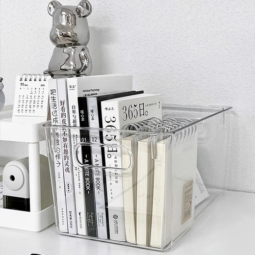 Highly transparent and thickened PET desktop transparent storage box, high-quality cosmetics and jewelry storage box, cute student storage, 2 pieces, 25*15*7.5cm
