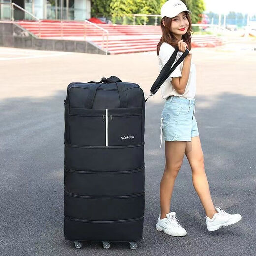 AIFENGGE 158 aviation checked bag wheeled luggage bag large-capacity travel bag women's moving suitcase folding travel bag 42-inch green four-layer extended S comes with a strap and 2 explosion-proof belts three-steel plate universal silent 6-wheel free code lock