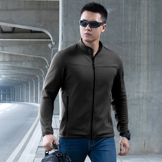 Longya Pioneer No. 21 Light Warm Stand Collar Cardigan Fleece Jacket Autumn and Winter Outdoor Comfortable Warmth Coldproof Handsome Lightweight Jacket Extreme Night Black S 170/92A (Weight 125-140Jin Jin equals 0.5kg)