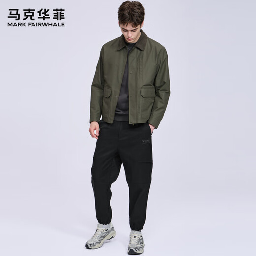 Mark Huafei Retro Detroit Jacket Men's 2025 Autumn New Contrast Color Workwear Lapel Casual Top 1537 Army Green 203 L 175