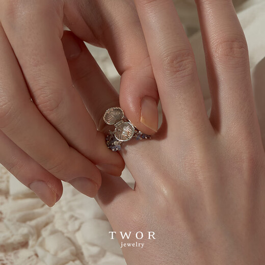 Chili 2025 Tanzanite Pearl Shell 925 Silver Ring Female Niche Design Can Open Treasure Secret Ring Mini Shell Box Tanzanite Ring No. 9