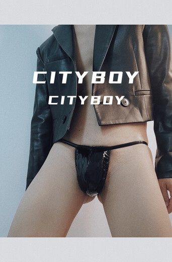 CITYBOY summer new temptation bondage thong men's latex clothing sexy leather underwear briefs black M