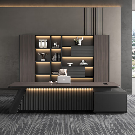 Henghan boss desk comfortable and high-end office manager desk and chair combination simple modern executive desk furniture desktop rounded corner standard 2.0 meter boss desk