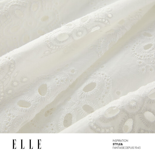 ELLE white cotton pajamas for women 2025 summer new style French ruffle resort style short-sleeved shorts set white (top) M