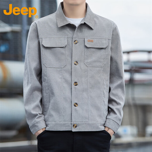 Jeep (JEEP) jacket men's autumn and winter corduroy business executive jacket tops trendy men's gray XL