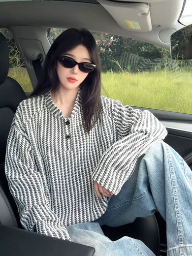 Herringbone Pattern American Henley Collar Men's Shirt Autumn Heavyweight Dog Print Long Sleeve T-Shirt Polo Inner Bottom Shirt White Upgrade 90 Customer Choice M M100-115Jin Jin is equal to 0.5 kg