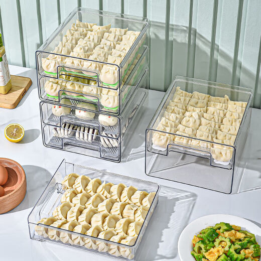 Vinoa drawer-type dumpling box multi-layer dumpling box crisper refrigerator quick-frozen dumplings and wonton food storage box double-layer dumpling box white