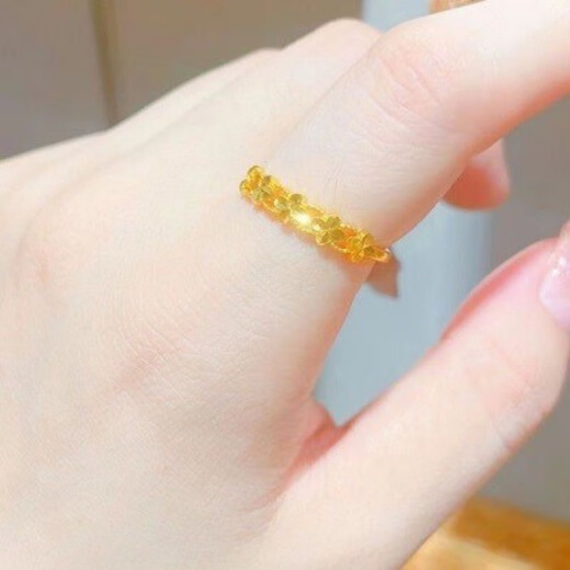 Nilan Pang Donglai's same style Vietnamese sand gold ring with four-leaf flower opening for women, gold will not fade for a long time, gold