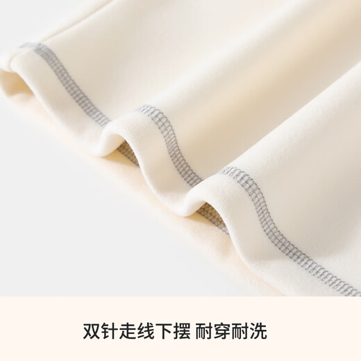 Classic Teddy children's fleece bottoming shirt for boys and girls, long-sleeved T-shirt, middle-aged children's winter clothing, half turtleneck, thickened thermal clothing, off-white 100