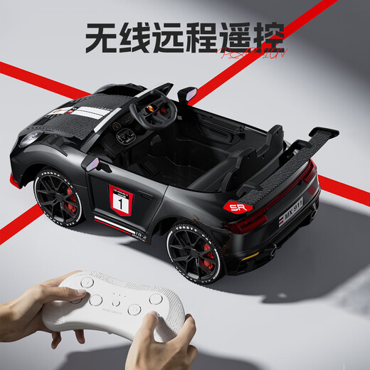 Zhouzhou Che 2025 new children's electric car four-wheel drive can sit on a person's remote control car for men and women, children's toy car, baby stroller, silver gray dual drive + leather seat + 12V7 battery + remote control