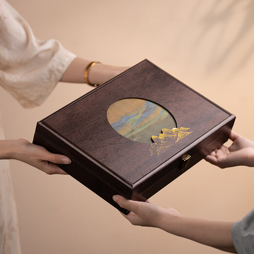 Hu Ying Qianli Jiangshan Longyin Supreme Edition Four Treasures of the Study Set High-end Writing Brush for Beginners Beginner's Entry-level Pen, Ink, Paper and Inkstone High-end Calligraphy Inkstone Table Ink Strip She Inkstone Pen Holder Gift Box