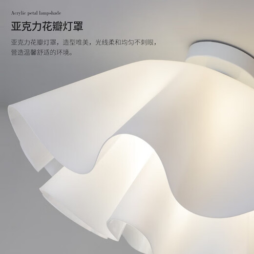 大观园（DGY）奶油风主卧室吸顶灯创意餐厅灯简约花朵书房儿童房灯广东中山灯具 9735-吊灯42cm-三色变光