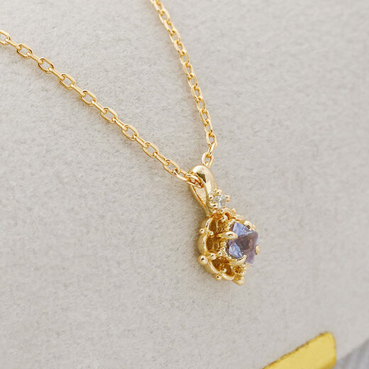 Shien <Purple Light> Natural Tanzanite S925 Sterling Silver Necklace for Women Light Luxurious Temperament Simple Clavicle Chain as a Gift S925 Sterling Silver Tanzanite Necklace