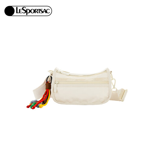 LeSportsac Chen He's same style EVERYDAY BAG zipper multi-compartment solid color versatile crossbody bag as a gift for girls, shell white