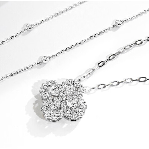 CAOXPT950 pure platinum micro-studded with diamonds imported from the United States D-color moissanite new white gold four-leaf clover pendant necklace pure platinum four-leaf clover necklace