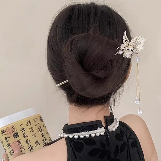 Flower Chinese retro cheongsam, ancient costume hairpin, ancient style Hanfu headwear, new high-end Chinese updo hairpin, ancient style hairpin, Qi Mo-2 piece set