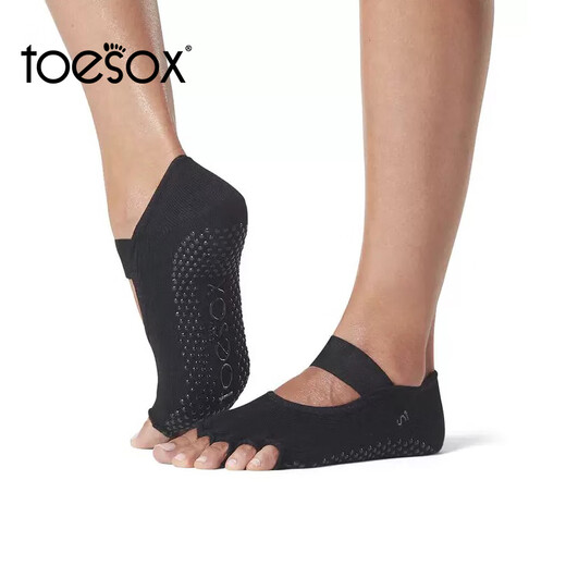 Toesox Yoga Socks Professional Fitness Pilates Socks Dance Non-Slip Breathable Sports Toe Socks Clearance Off Size Black X Straps S (34~38 Sizes)