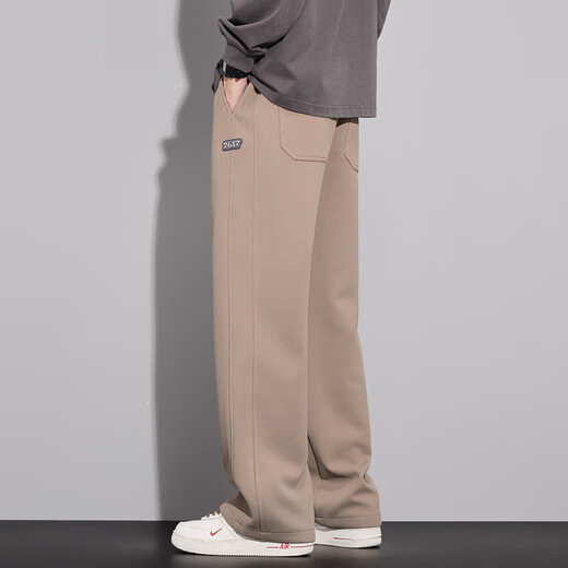 Baleno S&K Draped Straight Pants Men's Casual Pants 2025 Autumn New Loose Straight Student Heavy Sports Trousers Gray Waffle Easy Care XL Size Recommended 125-145 Jin Jin equals 0.5 kg