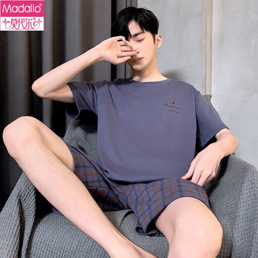 Modal summer short-sleeved shorts for men's pure cotton thin pajamas for outdoor casual sports home clothing large size suit 9922 L