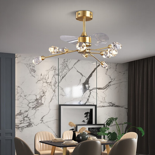 APP LIGNING (OPPLE) 2025 NOUVEAU LIVE ROOM DINAGE CHANDELIERS 2024 Nouveaux lumières de ventilateur de plafond pour une maison de cuivre complète Copper Fan Bouclage Lumiter Crystal Full Copper FS9903 Modèle de 9 cm 84 cm Trois couleurs