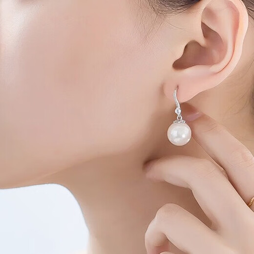 Korean version 925 silver needle earrings, pearl earrings, women's fashion earrings, real silver pearl earrings, new trendy student temperament, 14mm shell beads