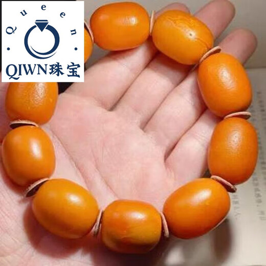 QIWN Natural Old Beeswax Bracelet Presbyopic Wax Amber Bracelet Date Bead Single Circle Men's and Women's Close Wax Buddha Bead Bracelet 20MM+, ZY5370, about 53.7 grams