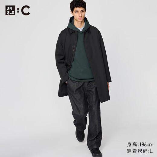 UNIQLO collaboration/men's pleated straight pants/washed product 479821 09 black 73/165/72A