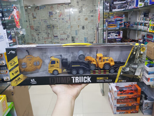 Zhouke Mining Dump Truck Electric Wireless Remote Control Engineering Truck Container Truck Detachable Transport Truck Vehicle Weight Children's Electric Vehicle 34CM Long American Tractor Truck-Green Standard Configuration