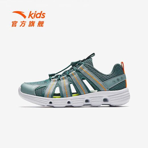 ANTA children's sandals, boys' shoes, 2026 summer new outdoor water and land tracing shoes, toe-toe anti-collision beach shoes, sage green/fisheye blue-6 37, shoe inner length 23.5cm
