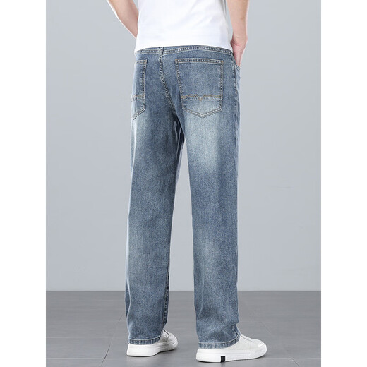 LEE KIDS men's light business loose straight jeans lightweight and breathable elastic cotton and ammonia blend light luxury easy-to-maintain casual pants J9901 light blue 28 (2 feet 1)100Jin [Jin equals 0.5 kg]