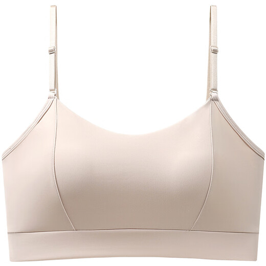 Ice Silk Big U Back Nude Ice Silk Seamless Camisole for Women One-piece fixed spaghetti straps beautiful back wrap bra Skin color M Recommended 80-95 Jin Jin is equal to 0.5 kg
