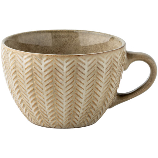 Youcci high-looking embossed ceramic cup oatmeal cup personalized kiln-turned mug retro cup coffee cup household water cup embossed breakfast cup - wheat ear yellow covered spoon