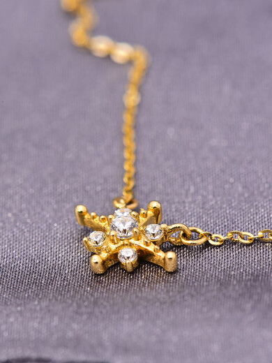Yadige Korean 14K gold necklace, feminine, new, fashionable, simple, zircon snowflake, short neck chain, clavicle chain