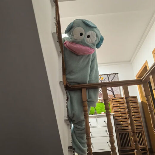 Gongziyu clownfish nightgown, college students' full life pajamas, funny clownfish nightgown cartoon winter thickened blue blue clownfish jumpsuit warm plus velvet S 70=90