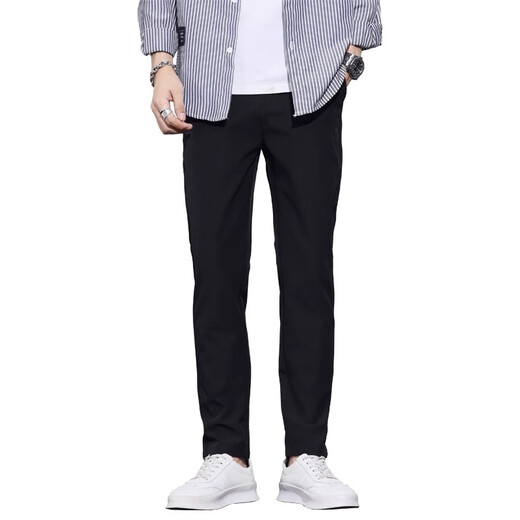 GY休闲裤男士春秋新款高端直筒修身男款长裤黑色百搭裤 9902-卡其色(九分裤) 28