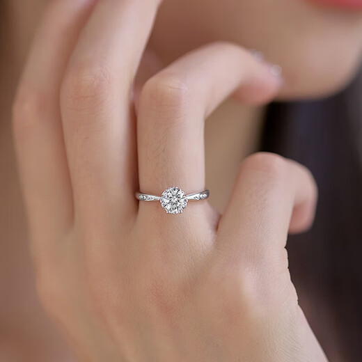 AVHE 18K gold PT950 platinum cultured diamond six-claw art ladies ring asking for wedding gift Chinese Valentine's Day IGI certificate platinum diamond ring + 1 carat diamond (D/VVS/3EX/N)