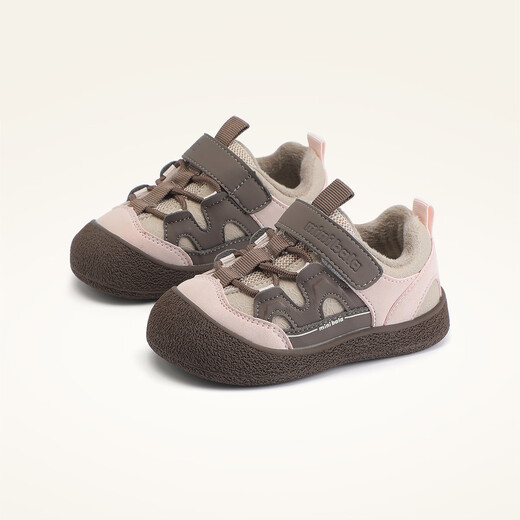 Minibala mini Bala winter velvet warm new year baby toddler shoes boys cotton shoes girls velvet casual shoes pink tone 24