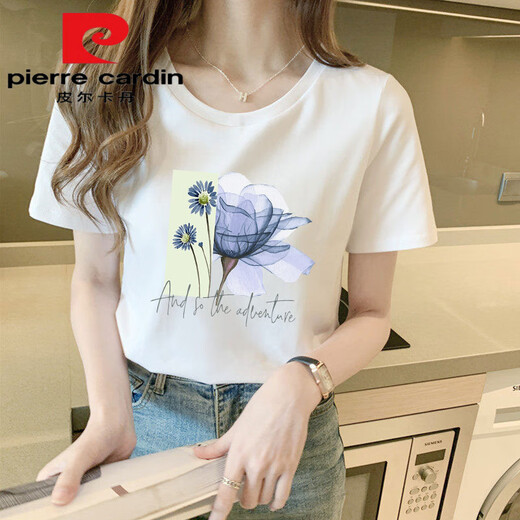 
Pierre cardin summer 2025 new pure cotton white T-shirt for women short-sleeved loose temperament students versatile shoulder body. Shirt top 9793 white short/sleeved light luxury products this year M (recommended 80-105Jin [Jin equals 0.5 kg])