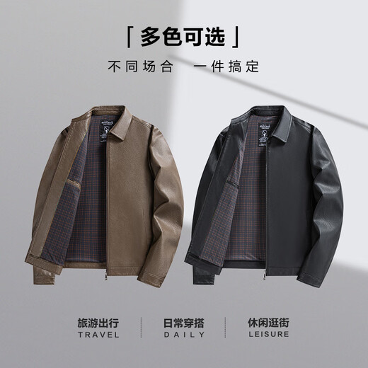SHANSHAN Shanshan PU leather jacket men's autumn and winter business casual lapel easy-care imitation leather leather jacket men's commuter coat