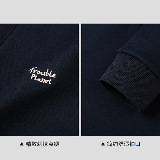 HLA Heilan long-sleeved sweater for men solid color plus velvet warm fake two-piece sweater for men HNTVD4W087A Navy 87 M 170/88A recommended 125~136Jin Jin equals 0.5 kg