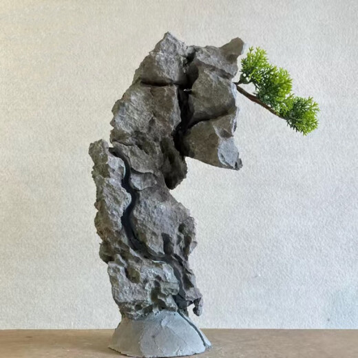 The raw stone is slotted and attached to the stone bonsai, which can be attached with elm, golden bean, fish tank, rockery, garden landscaping stone 13-17cm (slotted model will be shipped randomly)