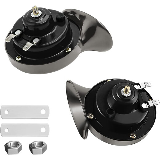 He Jiagong automobile motorcycle snail horn super loud tram 12v24v48v60v72v high and low bass waterproof horn truck single black 24V